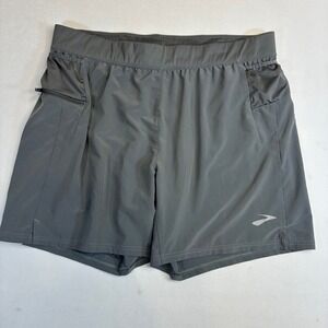 Brooks Running Shorts Men's Gray Performance Athletic Gym Workout XL